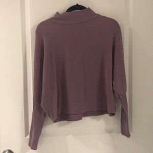Purple ribbed turtle neck